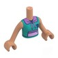 Minidoll Torso Girl with Nougat Arms and Hands with Dark Turquoise Hoody, Lavender Collar, Pockets print