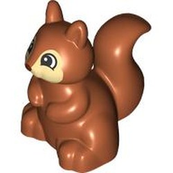 LEGO part 18115pr0005 Duplo Animal Squirrel with Black and White Curved Eyes on Tan Face Print in Dark Orange