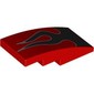 Slope Curved 4 x 2 No Studs with Black/Silver Flames print