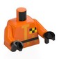 Torso, Pixelated Hazmat Suit, Black Belt, Yellow/Black Checkered Badge print, Orange Arms, Black Hands