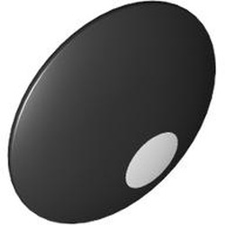 LEGO part 75902pr0033 Shield Round Bowed with White Dot print in Black