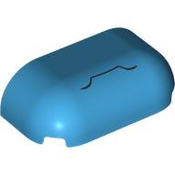 LEGO part 7525pr0001 Brick Curved 2 x 4 Triple, No Studs with Black Squiggly Line (Mouth) print in Dark Azure