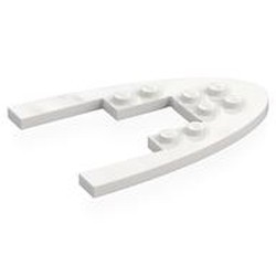 LEGO part 8003 Plate Rounded Half, Oval 6 x 8 with Cutout in White