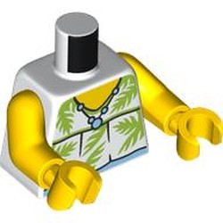 LEGO part 973c01h01pr0044 Torso, Yellow Arms and Hands with print in White