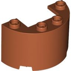 LEGO part 24593 Cylinder Half 2 x 4 x 2 with 1 x 2 Cutout in Dark Orange