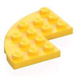 LEGO part 8008 Plate Round Corner 5 x 5 with 2 x 2 Cutout in Bright Yellow/ Yellow