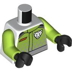 LEGO part 973c18h03pr0001 Torso, Lime Arms, Black Hands with print in White