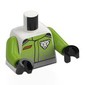 Torso, Race Suit, Lime/Light Bluish Grey Front, White Wolf print, Lime Arms, Black Hands