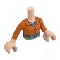Minidoll Torso Girl with Light Nougat Arms and Hands with Reddish orange Blouse, Sand Blue Necklace, Nougat Belt, Olive Green Pants print