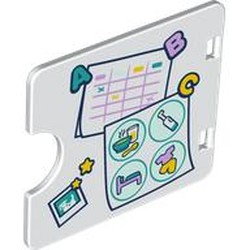 LEGO part 27382pr0014 Duplo Door / Window with Cutout (Semi Oval), Calendar, Photo, 'A', 'B', 'C' Magnets Print in White