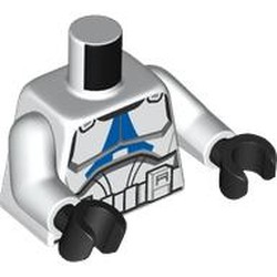 LEGO part 973c27h03pr0028 Torso, White Arms, Black Hands with print in White