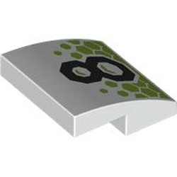 LEGO part 15068pr0028 Slope Curved 2 x 2 x 2/3 with print in White