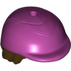 LEGO part 2136pat0003 Hair and Hat, Short Black with Riding Helmet in Bright Reddish Violet/ Magenta
