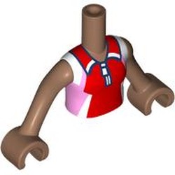 LEGO part 92456c16pr0006 Minidoll Torso Girl with Medium Brown Arms and Hands with print in Medium Brown