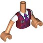 Minidoll Torso Girl with Nougat Arms and Hands with Dark Red Jacket, Gold 'C', Dark Pink Tie, White Shirt print