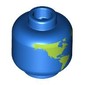 Minifig Head, Globe, Bright Green Land print