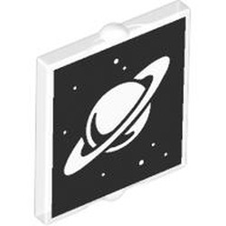 LEGO part 60601pr0018 Glass for Window 1 x 2 x 2 Flat with print in Transparent/ Trans-Clear