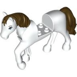 LEGO part 69830pr0011 Animal, Horse with Raised Leg with print in White