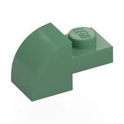 LEGO part 5841 Brick Curved 1 x 2 x 1 with Curved Top in Sand Green