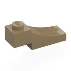 LEGO part 70681 Brick Curved, 3 x 1 with 1/3 Inverted Cutout in Sand Yellow/ Dark Tan