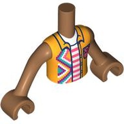 LEGO part 11408c02pr0018 Minidoll Torso Boy with Medium Nougat Arms and Hands with print in Medium Nougat