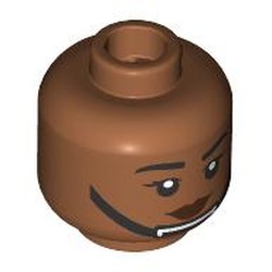 LEGO part 28621pr0056 Minifig Head with print in Sienna Brown