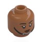 Minifig Head Rebel, Black Eyebrows, Reddish Brown Lips, Black Chin Strap