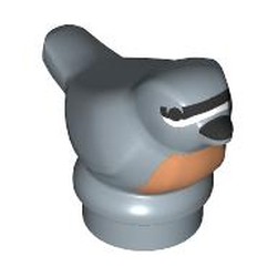 LEGO part 41835pr0005 Animal, Bird, Small with White/Black Bands on Face, Black Eyes, Coral Chest (Nuthatch) print in Sand Blue