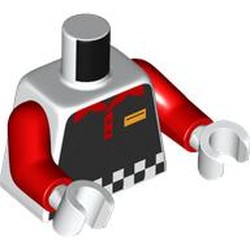 LEGO part 973c22h27pr0005 Torso, Red Arms, White Hands with print in White