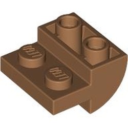 LEGO part 1750 Slope Curved 2 x 2 Inverted with 1 x 2 Cutouts in Medium Nougat