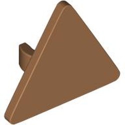 LEGO part 65676 Road Sign Clip-on 2.2 x 2.667 Triangular with Open O Clip in Medium Nougat