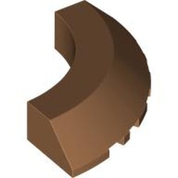 LEGO part 76795 Brick Round Corner 5 x 5 x 1 Slope, Bottom Cut Outs, No Studs, Flat Top in Medium Nougat