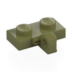 LEGO part 44567b Hinge Plate 1 x 2 Locking with 1 Finger on Side, without Groove in Olive Green