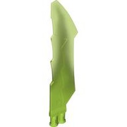 LEGO part 79895pat0003 Weapon Sword with Jagged Edges, Double Axle Hole with Marbled Yellowish Green Pattern in Transparent Bright Green/ Trans-Bright Green