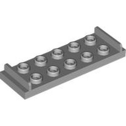 LEGO part 7665 Plate 2 x 6 with 2 x 5 Studs and Door Stops on Top in Medium Stone Grey/ Light Bluish Gray