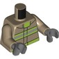 Torso, Silver/Neon Green Safety Stripes print, Dark Tan Arms, Dark Bluish Gray Hands