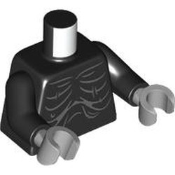 LEGO part 973c03h14pr0002 Torso, Black Arms, Light Bluish Gray Hands with print in Black