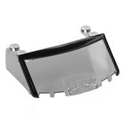 LEGO part 116173pr0001 Windscreen 5 x 6 x 1 2/3 Curved Front with Black Stripes print in Transparent/ Trans-Clear