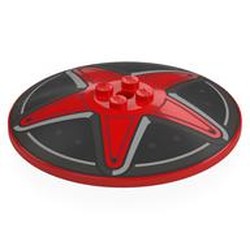 LEGO part 3961pr0020 Dish 8 x 8 Inverted [Radar] with Hub Cap, Red Spokes print in Bright Red/ Red
