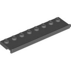 LEGO part 30586 Plate Special 2 x 8 with Door Rail in Dark Stone Grey / Dark Bluish Gray