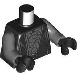 LEGO part 973c12h03pr0003 Torso, Dark Bluish Gray Arms, Black Hands with print in Black