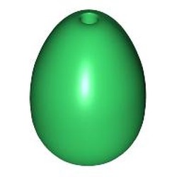 LEGO part 24946 Food Egg with 1.5mm Hole [Plain] in Dark Green/ Green