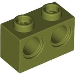 LEGO part 32000 Technic Brick 1 x 2 [2 Pin Holes] in Olive Green