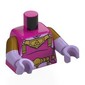 Torso Dress, Dark Pink Front, Gold Necklace, Belt print, Dual Molded Arms with Pearl Gold Sleeves Pattern, Lavender Arms and Hands