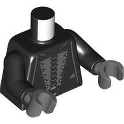 LEGO part 973c03h12pr0006 Torso, Black Arms, Dark Bluish Gray Hands with print in Black