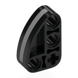 LEGO part 71708pr0001 Technic Beam 2 x 3 L-Shape with Quarter Ellipse Thick with Silver Stripe print in Black