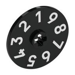 LEGO part 2723pr0008 Technic Disc 3 x 3 with Silver '1 2 3 4 5 6 7 8 9' print in Black