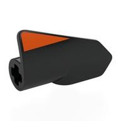 LEGO part 2387pr0002 Technic Panel Fairing #7 3L Very Small Smooth, Side A with Orange Stripe print in Black