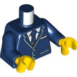 LEGO part 973c05h01pr0009 Torso, Dark Blue Arms, Yellow Hands with print in Earth Blue/ Dark Blue