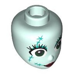 LEGO part 92198pr0132 Minidoll Head with print in Aqua/ Light Aqua